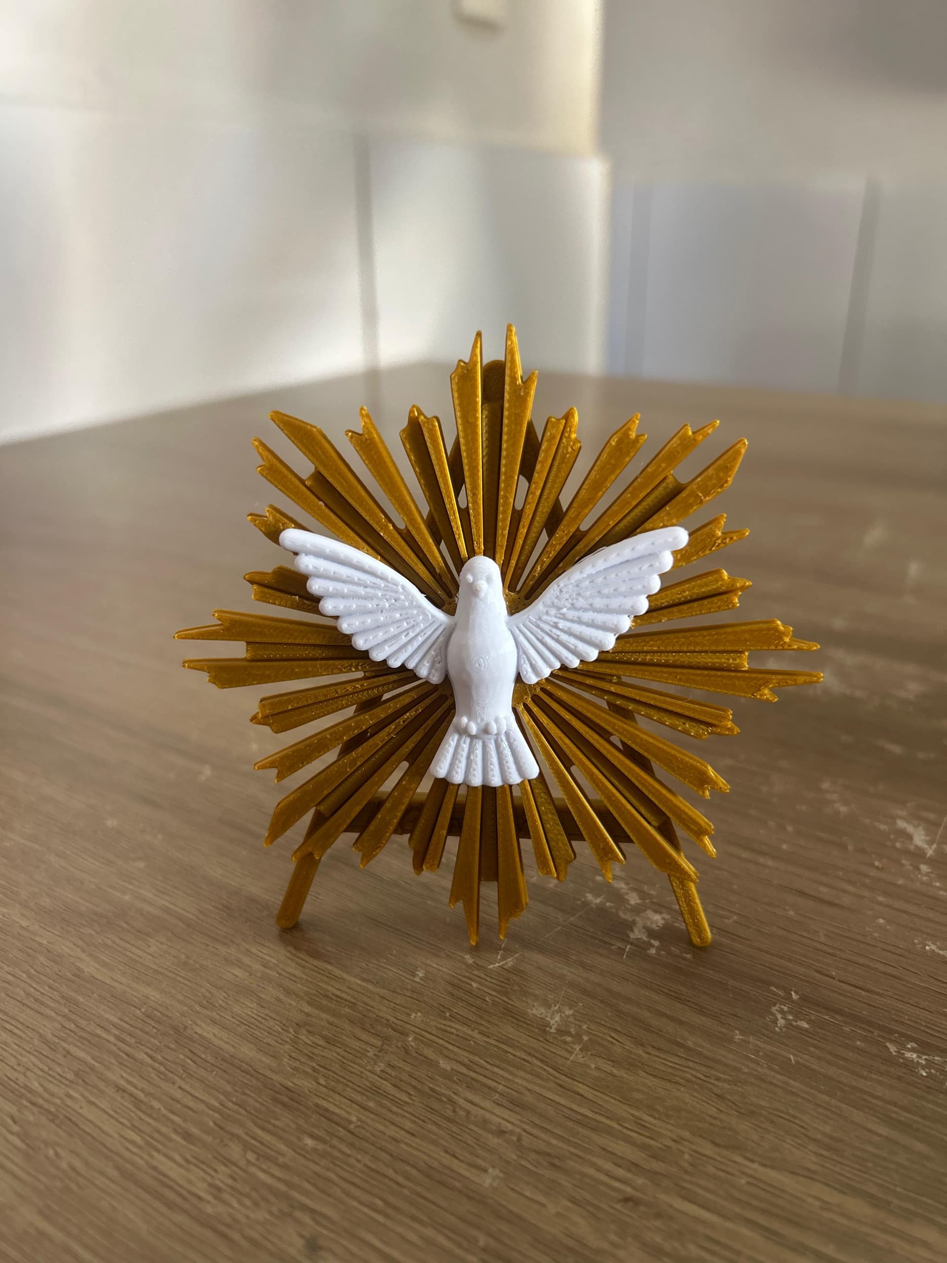 Quadro Divino Espírito Santo vista frontal mostrando detalhes da pomba e dos raios